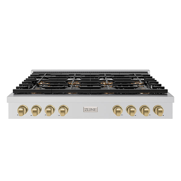 ZLINE Autograph Edition 48 in. Paramount Gas Rangetop with 8 Burner DuoPro™ Cooktop in Stainless Steel and Champagne Bronze Accents, Open Box-Great Condition