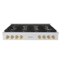 ZLINE Autograph Edition 48 in. Paramount Gas Rangetop with 8 Burner DuoPro™ Cooktop in Stainless Steel and Champagne Bronze Accents, Open Box-Good Condition