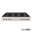 ZLINE Autograph Edition 48 in. Paramount Gas Rangetop with 8 Burner DuoPro™ Cooktop in Stainless Steel and Polished Gold Accents, Open Box-Great Condition