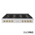 ZLINE Autograph Edition 48 in. Paramount Gas Rangetop with 8 Burner DuoPro™ Cooktop in Stainless Steel and Polished Gold Accents, Open Box-Good Condition