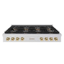 ZLINE Autograph Edition 48 in. Paramount Gas Rangetop with 8 Burner DuoPro™ Cooktop in Stainless Steel and Polished Gold Accents, Open Box-Good Condition