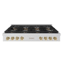 ZLINE Autograph Edition 48 in. Paramount Gas Rangetop with 8 Burner DuoPro™ Cooktop in Stainless Steel and Polished Gold Accents, Open Box-Great Condition