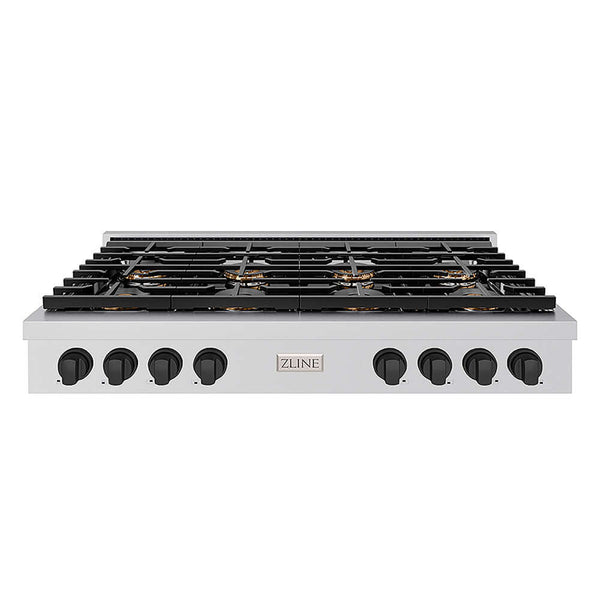 ZLINE Autograph Edition 48 in. Paramount Gas Rangetop with 8 Burner DuoPro™ Cooktop in Stainless Steel and Matte Black Accents, Open Box-Good Condition
