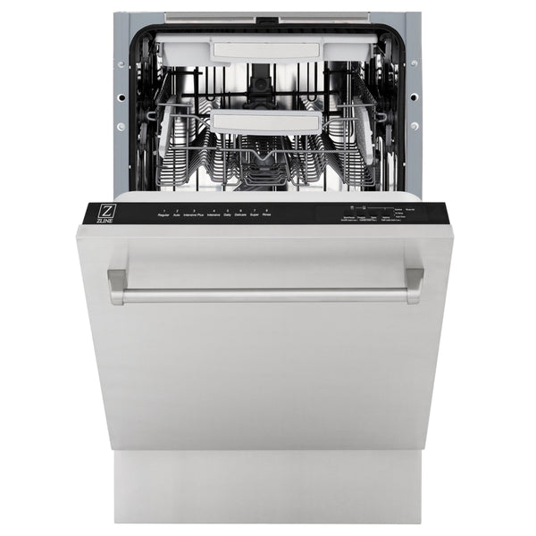 ZLINE 18 in. Tallac Series 3rd Rack Dishwasher with Auto Door Open Drying, 51dBa, Stainless Steel Panel (DWV-304-18)
