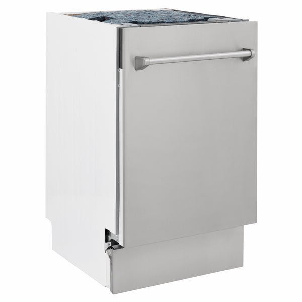 ZLINE 18 in. Tallac Series 3rd Rack Dishwasher with Auto Door Open Drying, 51dBa, Stainless Steel Panel (DWV-304-18)
