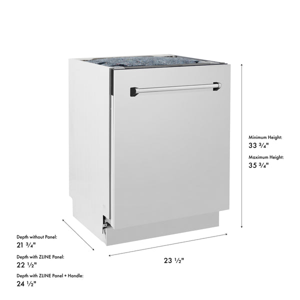 ZLINE 24 in. Tallac Series 3rd Rack Dishwasher with Auto Door Open Drying, 51dBa, Stainless Steel Panel (DWV-304-24)