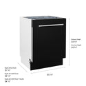 ZLINE 24 in. Tallac Series 3rd Rack Dishwasher with Auto Door Open Drying, 51dBa, Black Matte Panel (DWV-BLM-24)