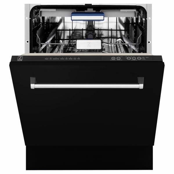 ZLINE 24 in. Tallac Series 3rd Rack Dishwasher with Auto Door Open Drying, 51dBa, Black Matte Panel (DWV-BLM-24)