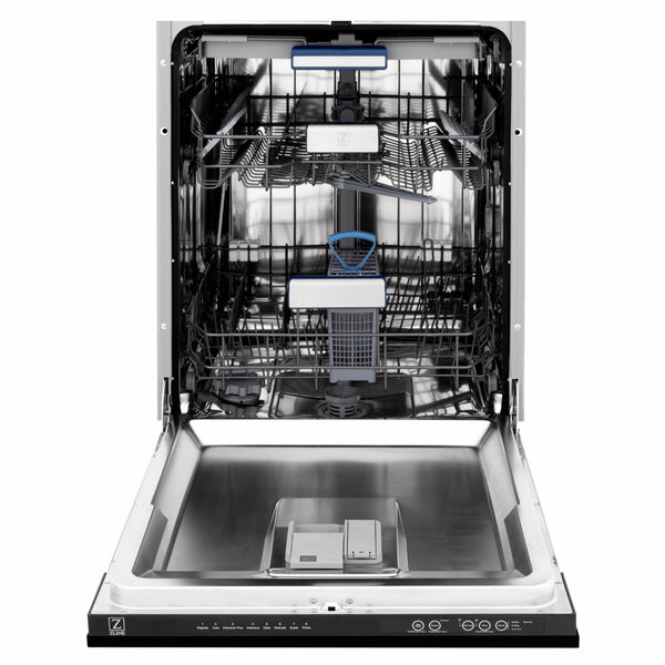 ZLINE 24 in. Tallac Series 3rd Rack Dishwasher with Auto Door Open Drying, 51dBa, Black Matte Panel (DWV-BLM-24)