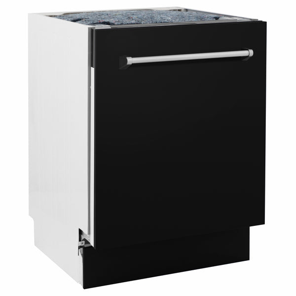 ZLINE 24 in. Tallac Series 3rd Rack Dishwasher with Auto Door Open Drying, 51dBa, Black Matte Panel (DWV-BLM-24)