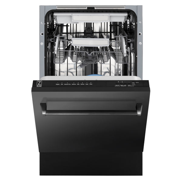 ZLINE 18 in. Tallac Series 3rd Rack Dishwasher with Auto Door Open Drying, 51dBa, Black Stainless Steel Panel (DWV-BS-18)