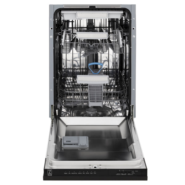 ZLINE 18 in. Tallac Series 3rd Rack Dishwasher with Auto Door Open Drying, 51dBa, Black Stainless Steel Panel (DWV-BS-18)