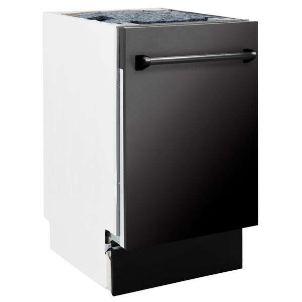 ZLINE 18 in. Tallac Series 3rd Rack Dishwasher with Auto Door Open Drying, 51dBa, Black Stainless Steel Panel (DWV-BS-18)