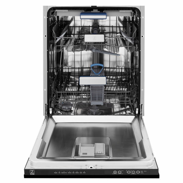 ZLINE 24 in. Tallac Series 3rd Rack Dishwasher with Auto Door Open Drying, 51dBa, Black Stainless Steel Panel (DWV-BS-24)