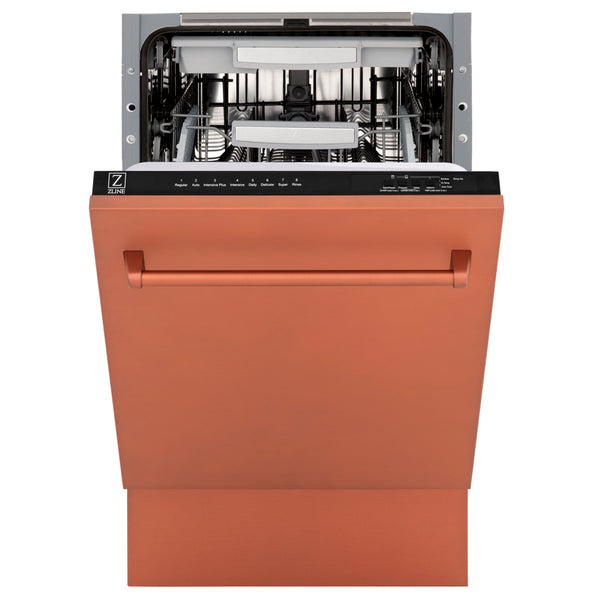 ZLINE 18 in. Tallac Series 3rd Rack Dishwasher with Auto Door Open Drying, 51dBa, Copper Panel (DWV-C-18)