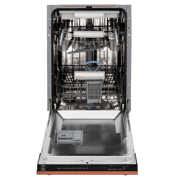 ZLINE 18 in. Tallac Series 3rd Rack Dishwasher with Auto Door Open Drying, 51dBa, Copper Panel (DWV-C-18)