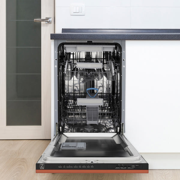 ZLINE 18 in. Tallac Series 3rd Rack Dishwasher with Auto Door Open Drying, 51dBa, Copper Panel (DWV-C-18)