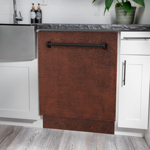 ZLINE 24 in. Tallac Series 3rd Rack Dishwasher with Auto Door Open Drying, 51dBa, Hand-Hammered Copper Panel (DWV-HH-24)