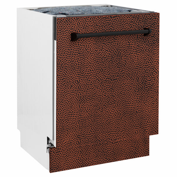 ZLINE 24 in. Tallac Series 3rd Rack Dishwasher with Auto Door Open Drying, 51dBa, Hand-Hammered Copper Panel (DWV-HH-24)