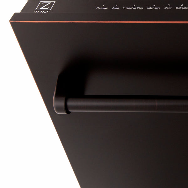 ZLINE 18 in. Tallac Series 3rd Rack Dishwasher with Auto Door Open Drying, 51dBa, Oil-Rubbed Bronze Panel (DWV-ORB-18)