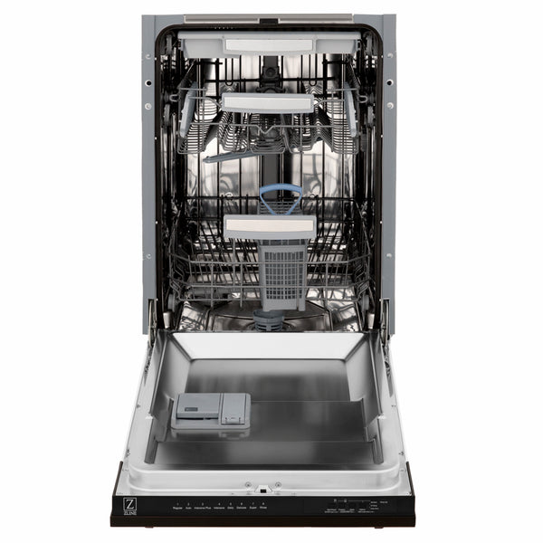 ZLINE 18 in. Tallac Series 3rd Rack Dishwasher with Auto Door Open Drying, 51dBa, Oil-Rubbed Bronze Panel (DWV-ORB-18)