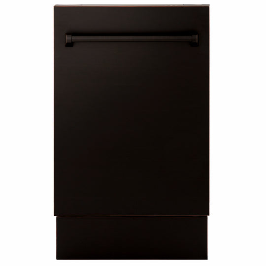 ZLINE 18 in. Tallac Series 3rd Rack Dishwasher with Auto Door Open Drying, 51dBa, Oil-Rubbed Bronze Panel (DWV-ORB-18)