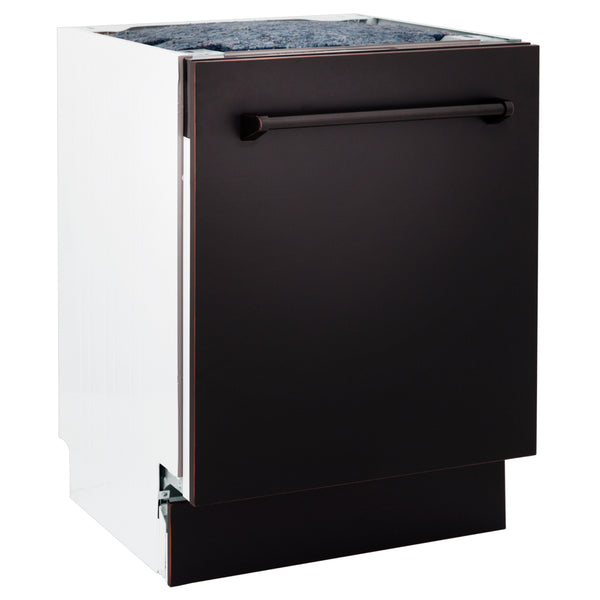ZLINE 24 in. Tallac Series 3rd Rack Dishwasher with Auto Door Open Drying, 51dBa, Oil-Rubbed Bronze Panel (DWV-ORB-24)
