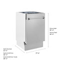 ZLINE 18 in. Tallac Series 3rd Rack Dishwasher with Auto Door Open Drying, 51dBa, Satin Stainless Steel Panel (DWV-SN-18)