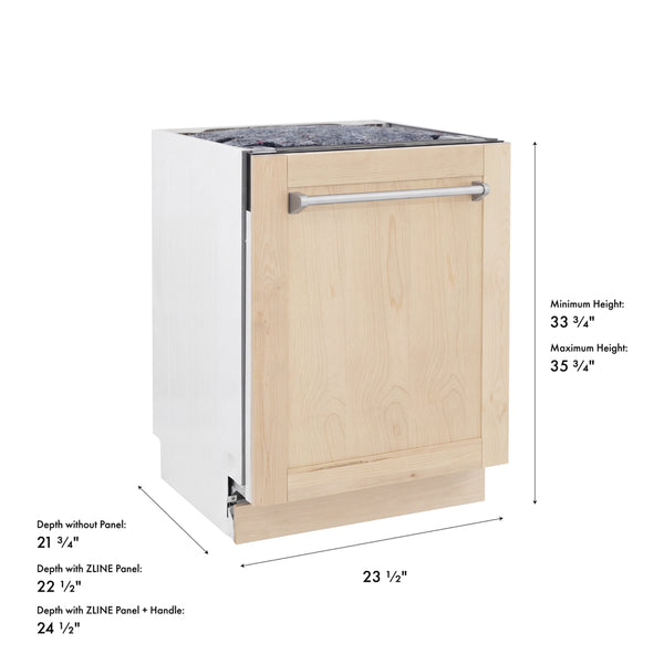 ZLINE 24 in. Tallac Series 3rd Rack Dishwasher with Auto Door Open Drying, 51dBa, Unfinished Wood Panel (DWV-UF-24)
