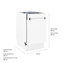 ZLINE 18 in. Tallac Series 3rd Rack Dishwasher with Auto Door Open Drying, 51dBa, White Matte Panel (DWV-WM-18)