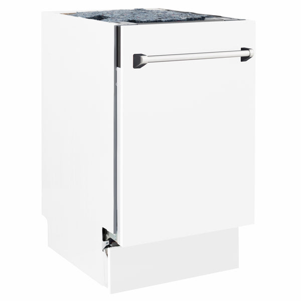 ZLINE 18 in. Tallac Series 3rd Rack Dishwasher with Auto Door Open Drying, 51dBa, White Matte Panel (DWV-WM-18)