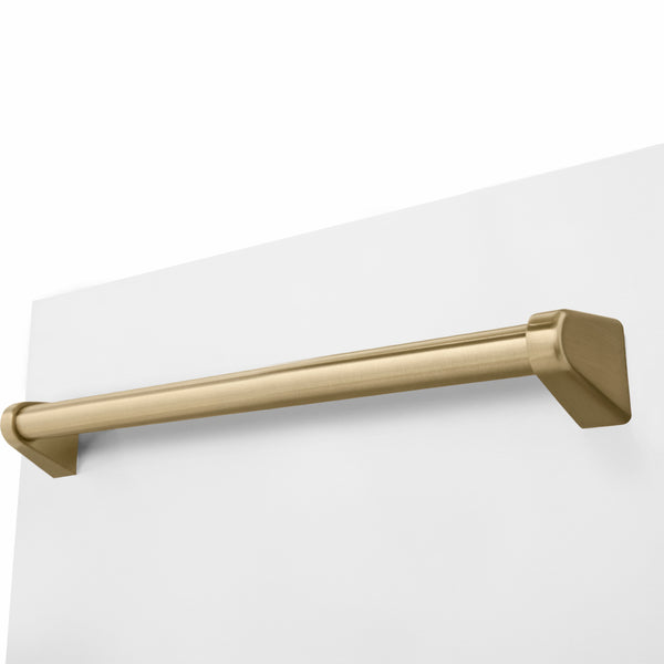 ZLINE Autograph Edition 18 in. Tallac Series 3rd Rack Dishwasher with Auto Door Open Drying, 51dBa, White Matte Panel with Champagne Bronze Handle (DWVZ-WM-18-CB)
