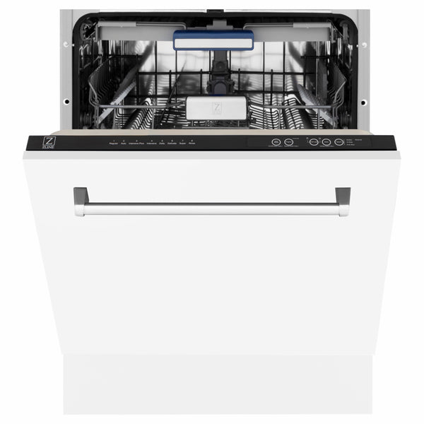 ZLINE 24 in. Tallac Series 3rd Rack Dishwasher with Auto Door Open Drying, 51dBa, White Matte Panel (DWV-WM-24)
