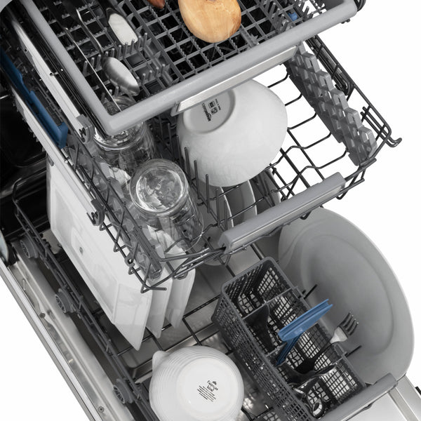 ZLINE Autograph Edition 18 in. Tallac Series 3rd Rack Dishwasher with Auto Door Open Drying, 51dBa, Panel Ready with Polished Gold Handle (DWVZ-18-G)