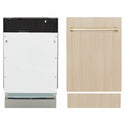 ZLINE Autograph Edition 18 in. Tallac Series 3rd Rack Dishwasher with Auto Door Open Drying, 51dBa, Panel Ready with Polished Gold Handle (DWVZ-18-G)
