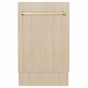 ZLINE Autograph Edition 18 in. Tallac Series 3rd Rack Dishwasher with Auto Door Open Drying, 51dBa, Panel Ready with Polished Gold Handle (DWVZ-18-G)