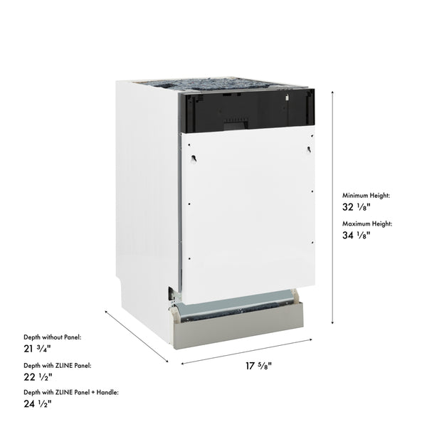 ZLINE Autograph Edition 18 in. Tallac Series 3rd Rack Dishwasher with Auto Door Open Drying, 51dBa, Panel Ready with Matte Black Handle (DWVZ-18-MB)