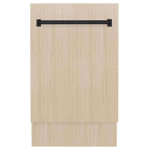 ZLINE Autograph Edition 18 in. Tallac Series 3rd Rack Dishwasher with Auto Door Open Drying, 51dBa, Panel Ready with Matte Black Handle (DWVZ-18-MB)