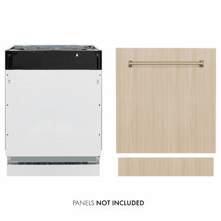 ZLINE Autograph Edition 24 in. Tallac Series 3rd Rack Dishwasher with Auto Door Open Drying, 51dBa, Panel Ready with Champagne Bronze Handle (DWVZ-24-CB)