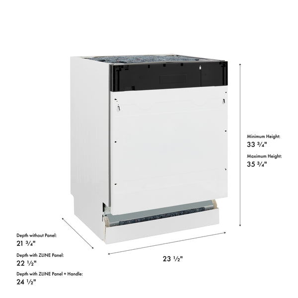 ZLINE Autograph Edition 24 in. Tallac Series 3rd Rack Dishwasher with Auto Door Open Drying, 51dBa, Panel Ready with Matte Black Handle (DWVZ-24-MB)