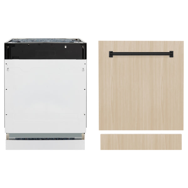 ZLINE Autograph Edition 24 in. Tallac Series 3rd Rack Dishwasher with Auto Door Open Drying, 51dBa, Panel Ready with Matte Black Handle (DWVZ-24-MB)