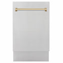 ZLINE Autograph Edition 18 in. Tallac Series 3rd Rack Dishwasher with Auto Door Open Drying, 51dBa, Stainless Steel Panel with Champagne Bronze Handle (DWVZ-304-18-CB)