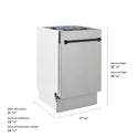 ZLINE Autograph Edition 18 in. Tallac Series 3rd Rack Dishwasher with Auto Door Open Drying, 51dBa, Stainless Steel Panel with Matte Black Handle (DWVZ-304-18-MB)