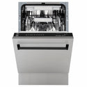 ZLINE Autograph Edition 18 in. Tallac Series 3rd Rack Dishwasher with Auto Door Open Drying, 51dBa, Stainless Steel Panel with Matte Black Handle (DWVZ-304-18-MB)