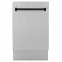 ZLINE Autograph Edition 18 in. Tallac Series 3rd Rack Dishwasher with Auto Door Open Drying, 51dBa, Stainless Steel Panel with Matte Black Handle (DWVZ-304-18-MB)