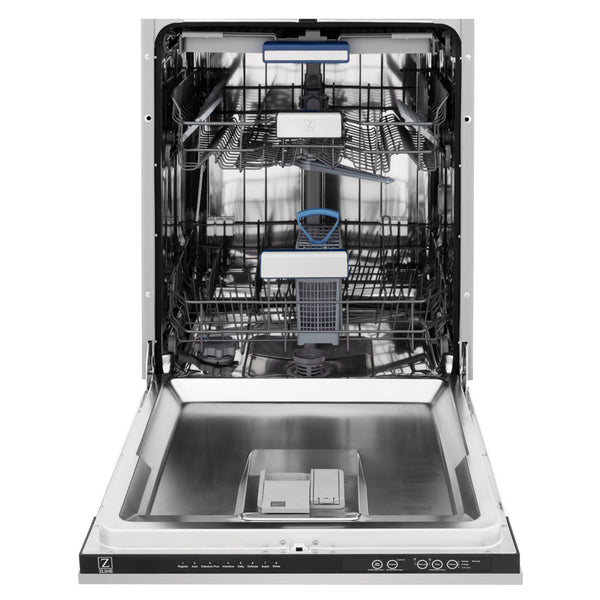 ZLINE Autograph Edition 24 in. Tallac Series 3rd Rack Dishwasher with Auto Door Open Drying, 51dBa, Stainless Steel Panel with Champagne Bronze Handle (DWVZ-304-24-CB)