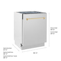 ZLINE Autograph Edition 24 in. Tallac Series 3rd Rack Dishwasher with Auto Door Open Drying, 51dBa, Stainless Steel Panel with Polished Gold Handle (DWVZ-304-24-G)