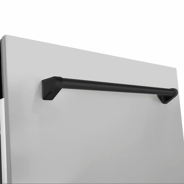 ZLINE Autograph Edition 24 in. Tallac Series 3rd Rack Dishwasher with Auto Door Open Drying, 51dBa, Stainless Steel Panel with Matte Black Handle (DWVZ-304-24-MB)