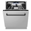ZLINE Autograph Edition 24 in. Tallac Series 3rd Rack Dishwasher with Auto Door Open Drying, 51dBa, Stainless Steel Panel with Matte Black Handle (DWVZ-304-24-MB)
