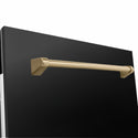 ZLINE Autograph Edition 18 in. Tallac Series 3rd Rack Dishwasher with Auto Door Open Drying, 51dBa, Black Stainless Steel Panel with Champagne Bronze Handle (DWVZ-BS-18-CB)
